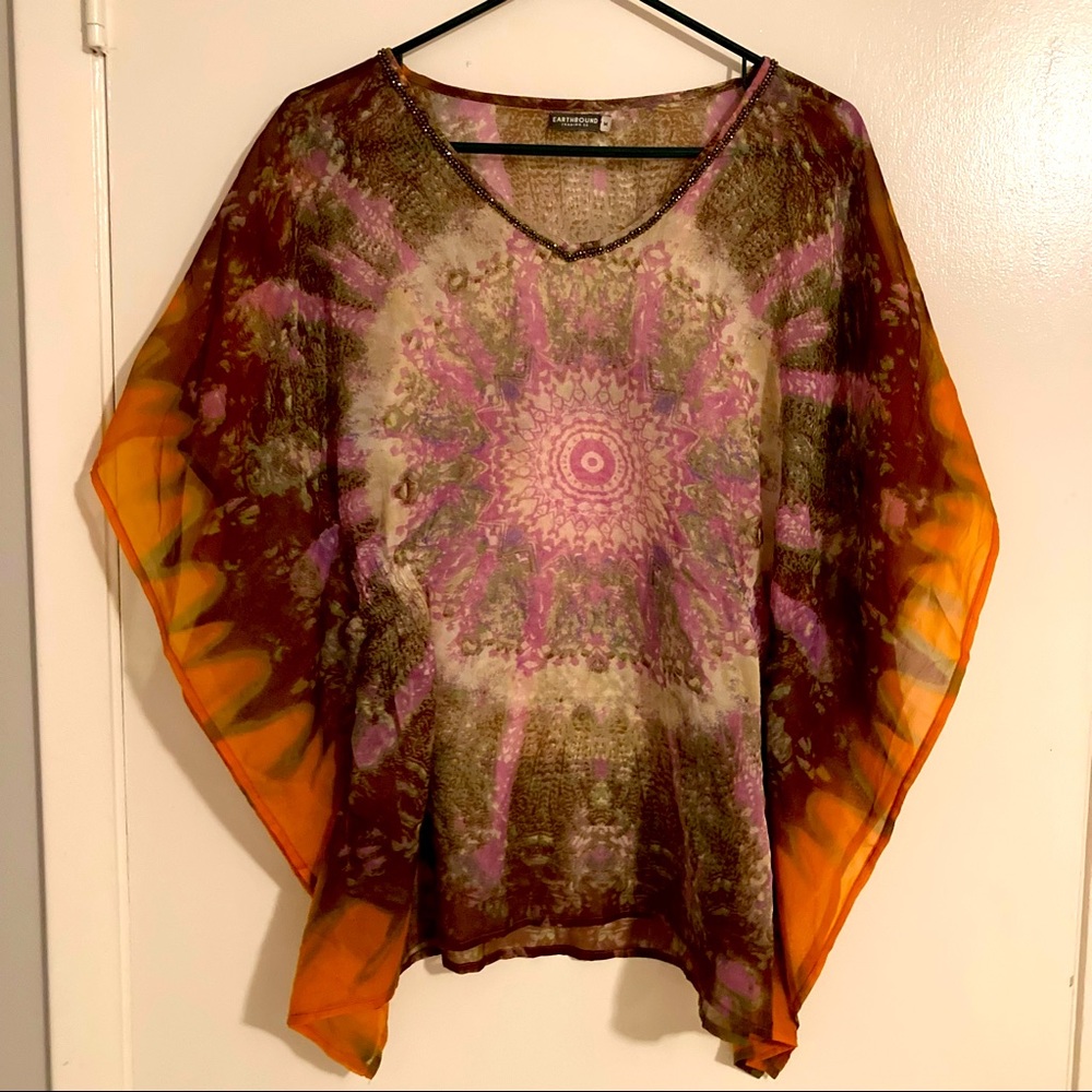 Earthbound Trading Co sheer Boho top